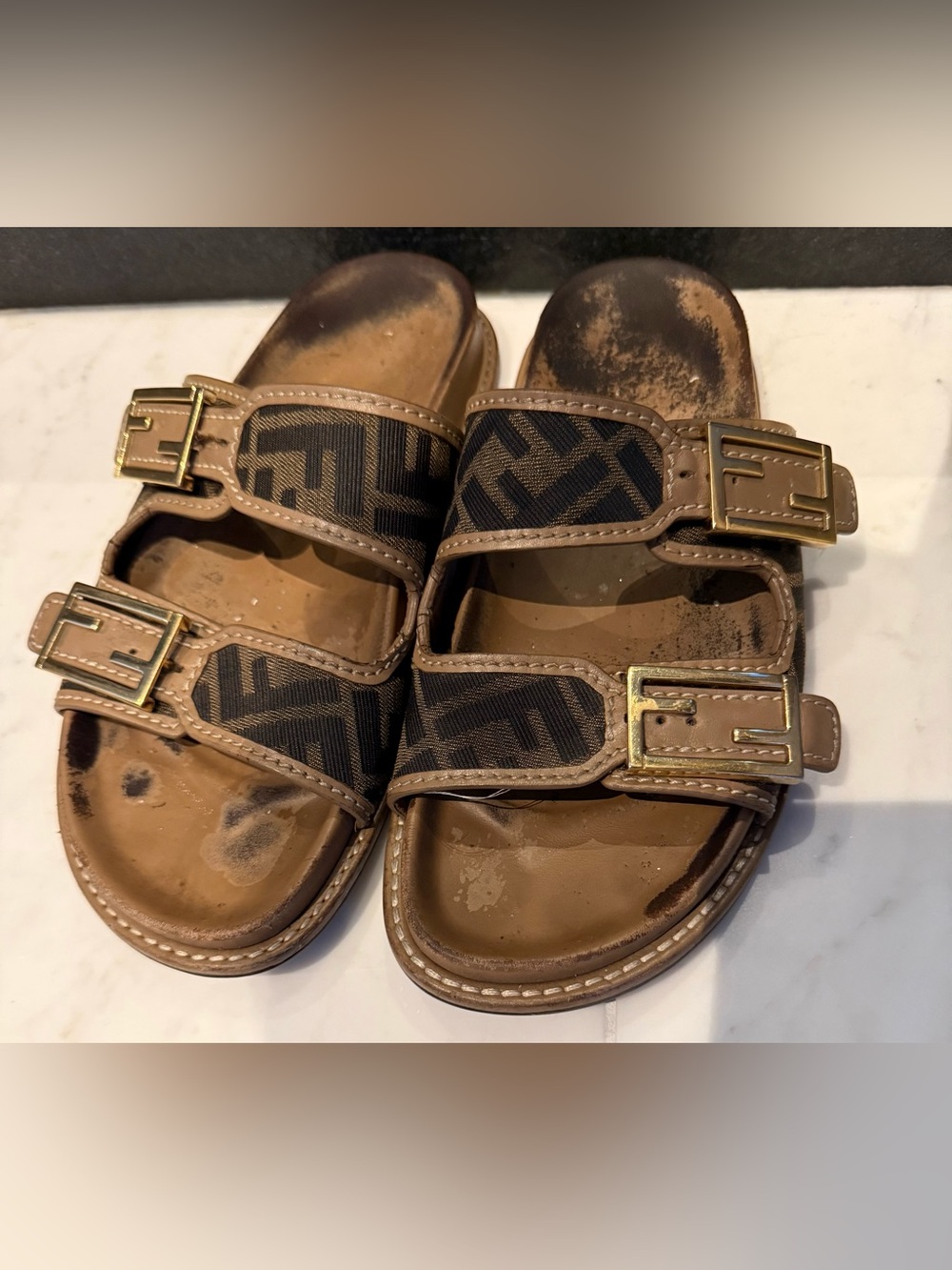 Logo Canvas Flat Sandals